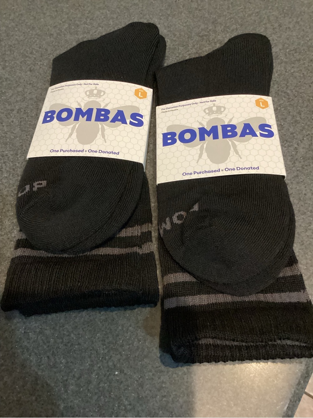 Bombas Men's Black Casual Ankle Socks with Gray Stripes